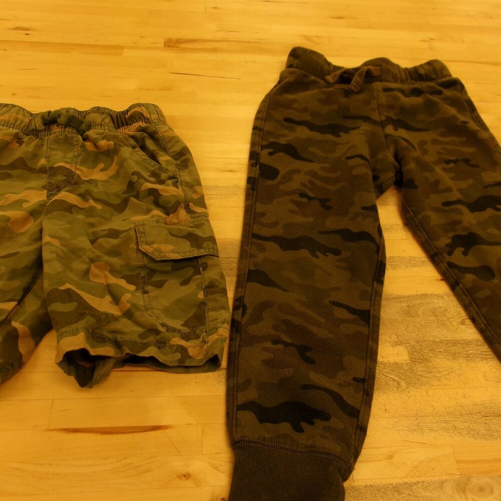 Lot of 2 Jumping Beans Camouflage Softest Fleece Sweatpants Cargo Shorts Boys 5